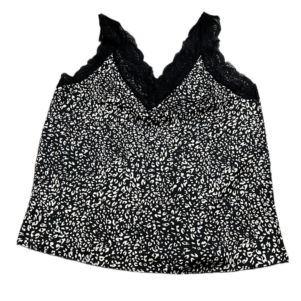 Amaryllis X almost_readyblog Womens Silky Lace Line Tank Top Animal Print Size S